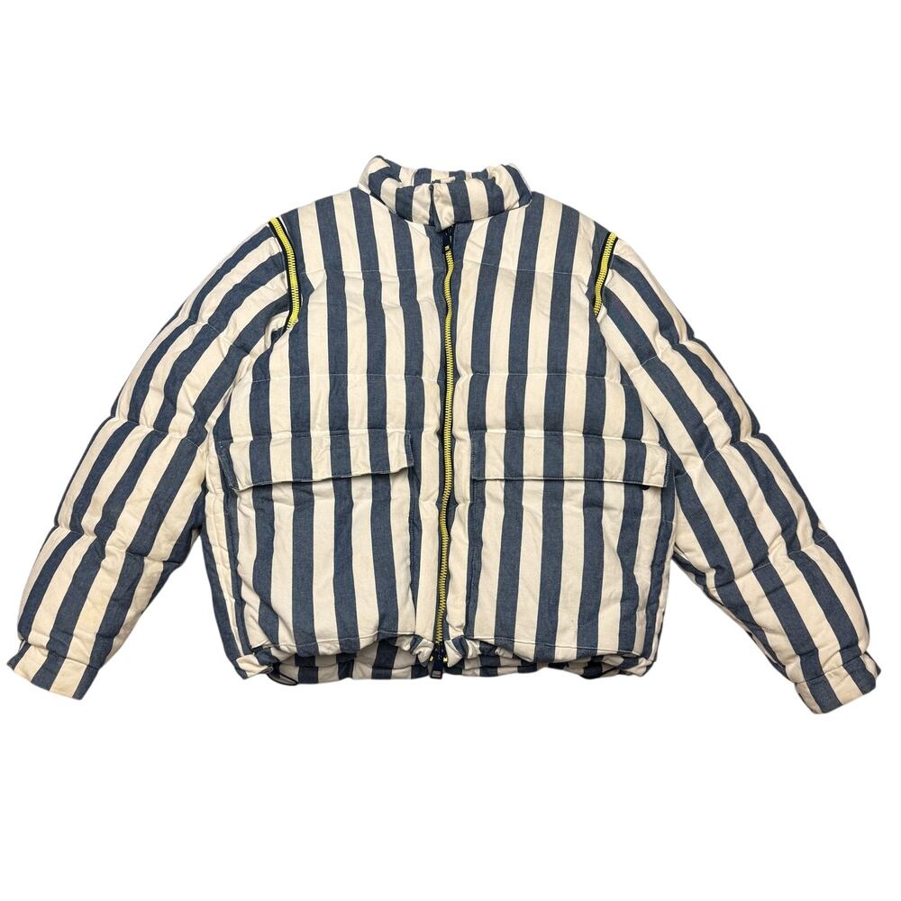 SUNNEI Milan Puffer Jacket S Blue Striped Dua Lipa Fall 2017